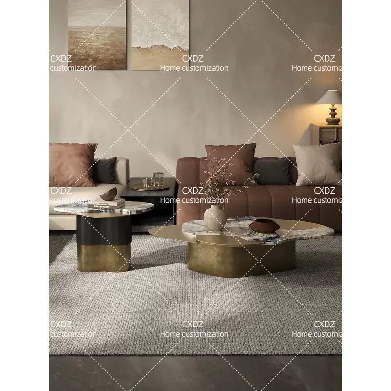 2026 New Italian Natural Luxury Stone Coffee Table Minimalist Light Luxury Living Room Villa High End Atmospheric Art Tea