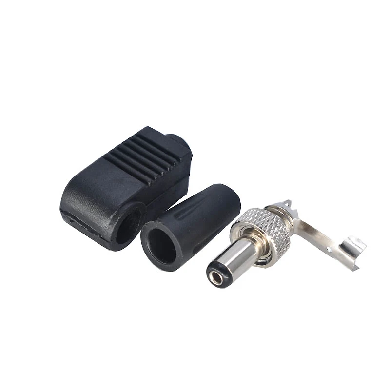 DC5.5 * 2.5mm with nut welding plug, 90 degree DC power connector 5.5 * 2.1 with locking bend male