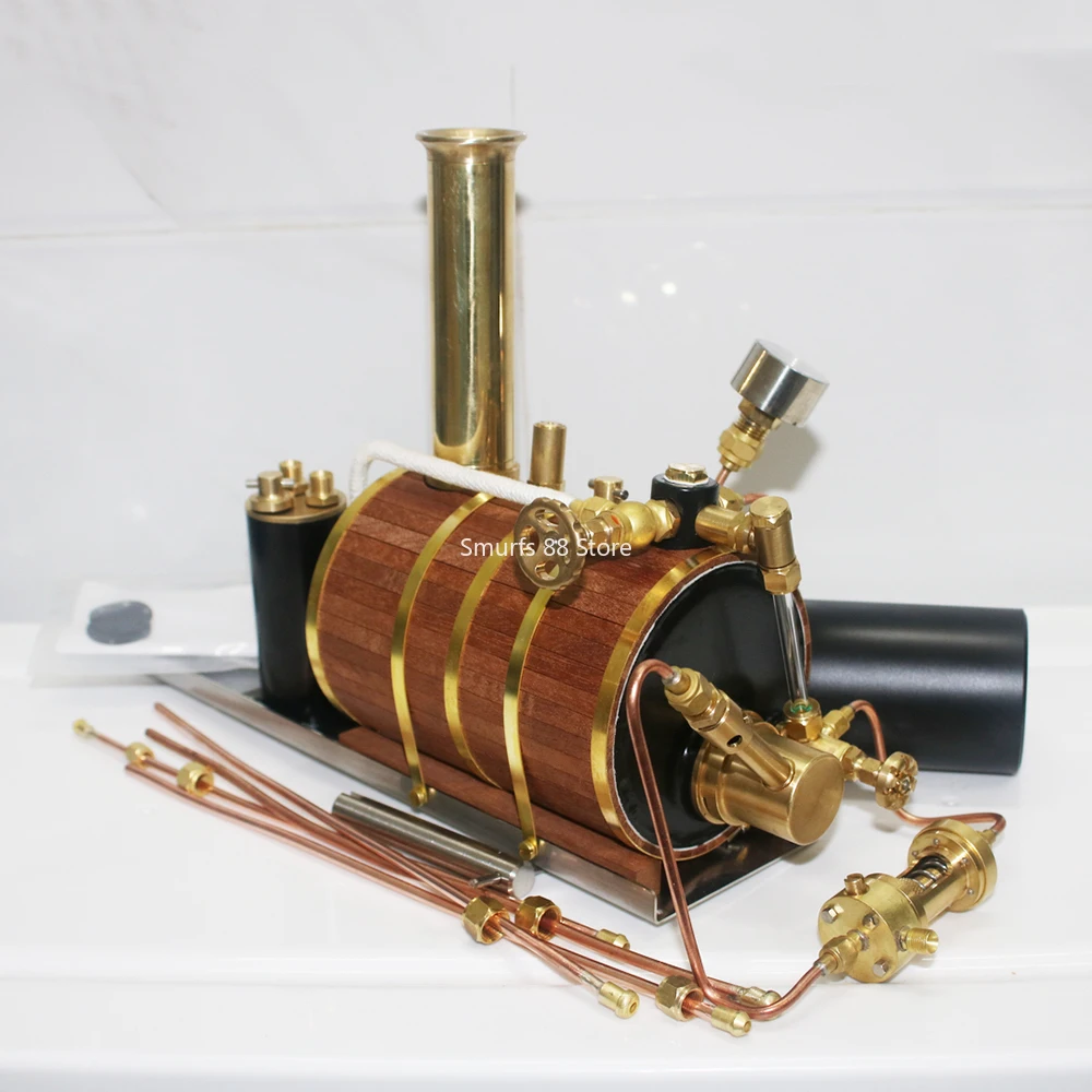 0.4 MPA Horizontal Brass Steam Boiler Engine Model with Safety Valve Pressure Gauge Boiler Suitable for Rc Car Ship Model Toys