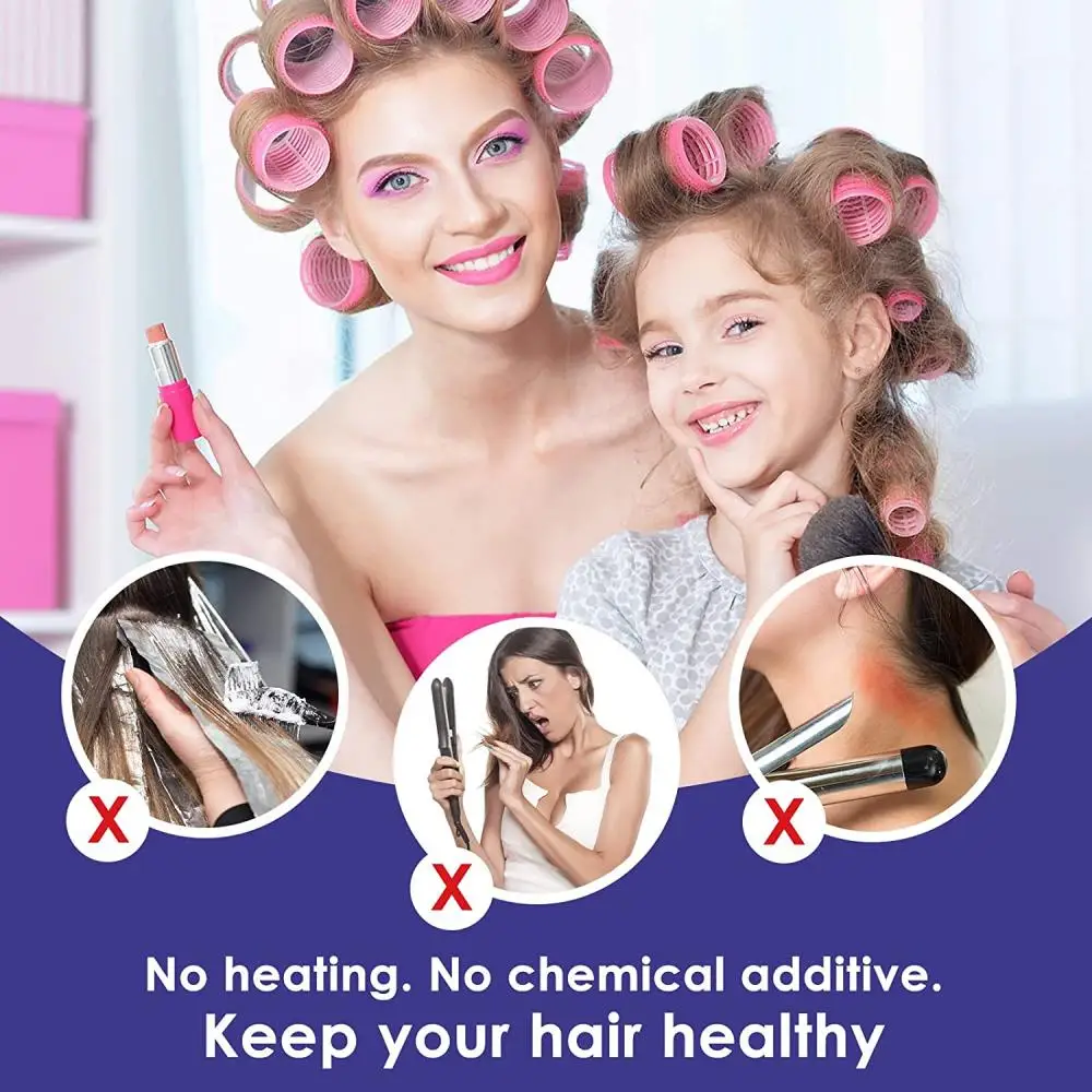 Self-Grip Hair Rollers 6PCS Heatless Hair Curlers No Heat Dressing Hair Bangs Volume Self-adhesive Hook Loop DIY Styling Tools