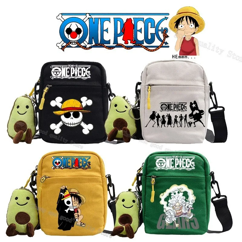 

Korean Style One Piece Anime Crossbody Bag Unisex Casual Canvas Waist Pouch Small Square Bag For Boys Girls