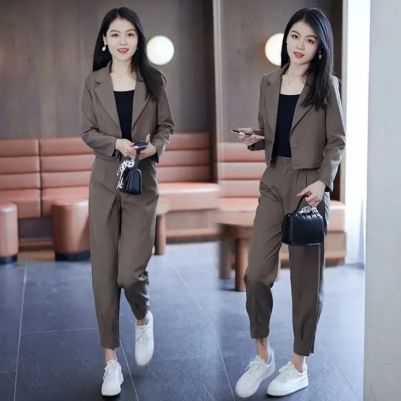 Fashion Suit Set Short Jacket 2024 Spring/summer Korean Version New Long Sleeved Casual Two-piece Set Trend