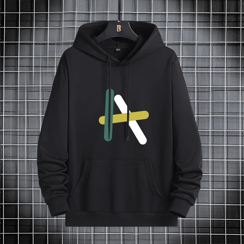 

Thickened men's hooded long sleeved hoodie jacket with added velvet, loose and fashionable pullover, new autumn and winter style