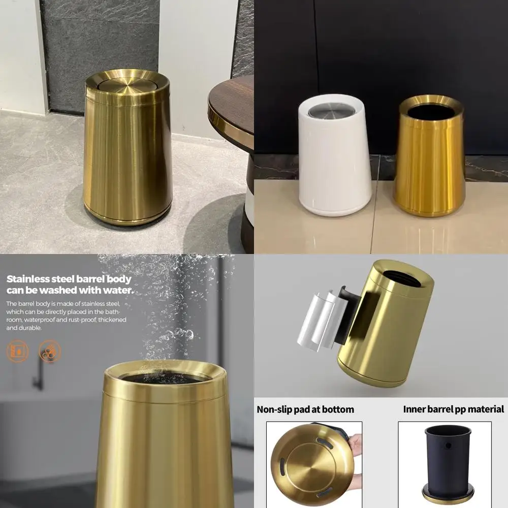 

Золотой мусорный бак из нержавеющей стали на 8 л с открытым верхом для дома, офиса и гостиниц