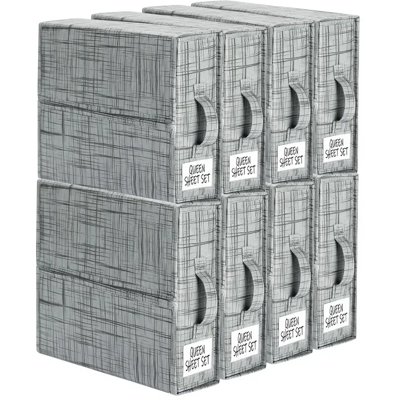 

SheetCube Bed Sheet Organizers and Storage 8 Pack, Foldable Linen Closet Organizer