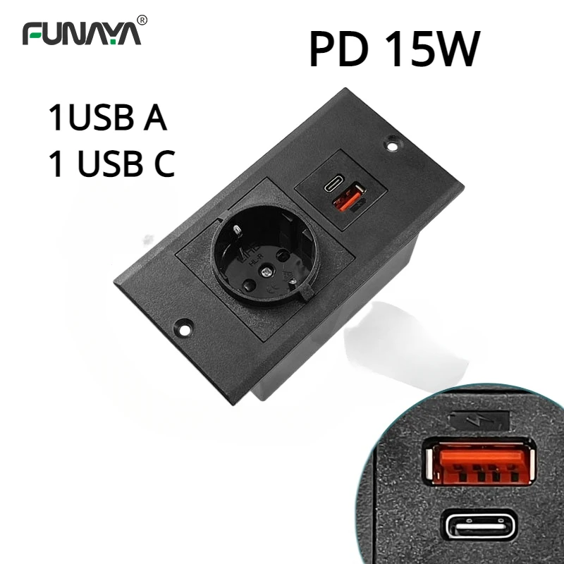 

Table Power Hidden Sockets EU Standard 1 Usb 1 Type Concealed Built-in Desktop Furniture Bedside Table Power Home Desktop Socket