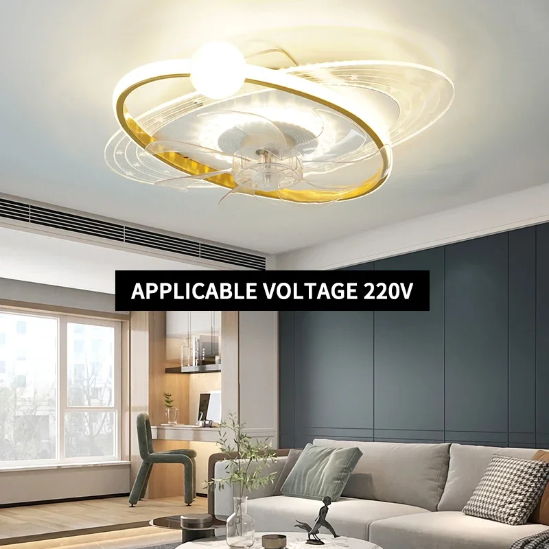 220V Modern Interstellar Starry Sky Ceiling Fan with Remote Control, Living Room, Bedroom, Dining Room Fan, Pendant Light