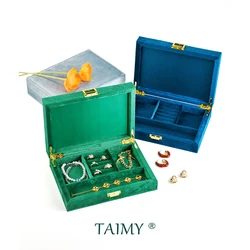 New Design Velvet Wooden Kawaii Travel Custom Logo Jewelry Box Ring Earrings Storage Case Jewellery Organizer Rings Holder