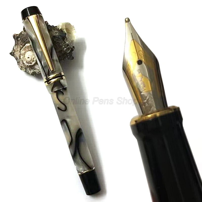 

Kaigelu 316 Exquisite Marble Celluloid Fountain Pen 22KGP Medium Nib Beautiful Phantom White Writing Gift Pen