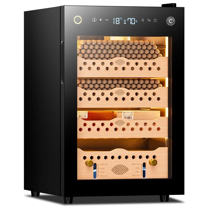 

Cigar cabinet Cedar wood shelf Intelligent mini compressor cabinet Constant temperature and humidity cigar cabinet
