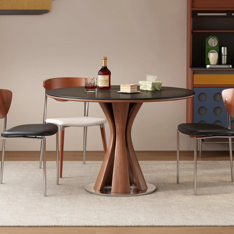 

Mid Century Round Dining Table Small Chairs Wood Designer Dining Table Children Poker Mesas De Comedor Living Room Furniture