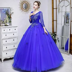 Customized Ball Gown Quinceanera Dresses Appliques Tulle V Neck Prom Birthday Party Gowns Formal Vestido De 15 Anos Sweet 16