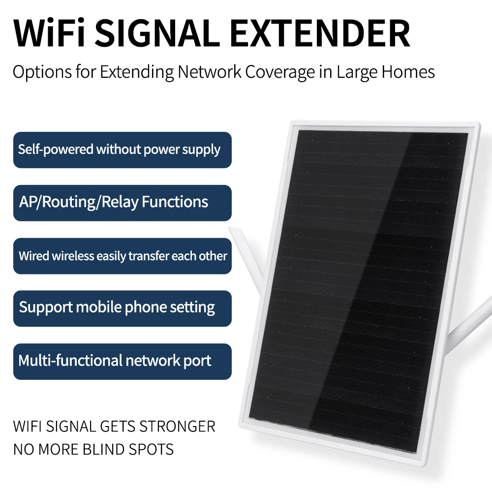 

Solar Panel 300Mpbs Wireless WiFi Router Outdoor Solar Battery4G WiFi Repeater Wifi Signal Booster Dual-Band 2.4G WiFi Extender