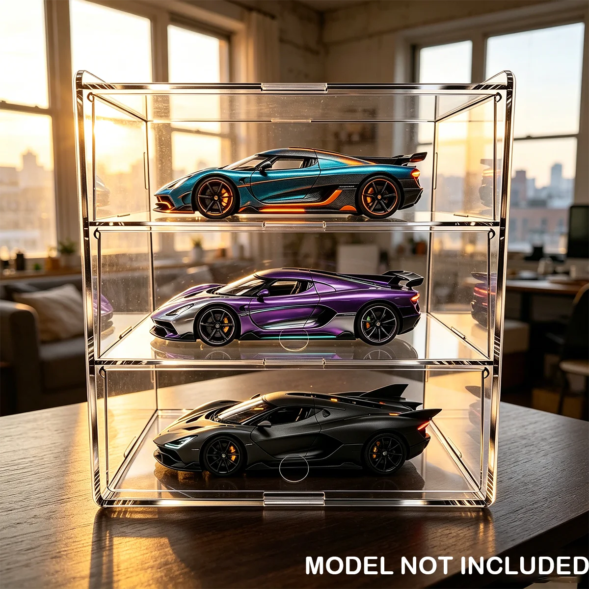 3-Tier Clear Acrylic Display Case, Tool-Free Assembly, Fits Lego Racing Sets, Minifigures & Collectibles