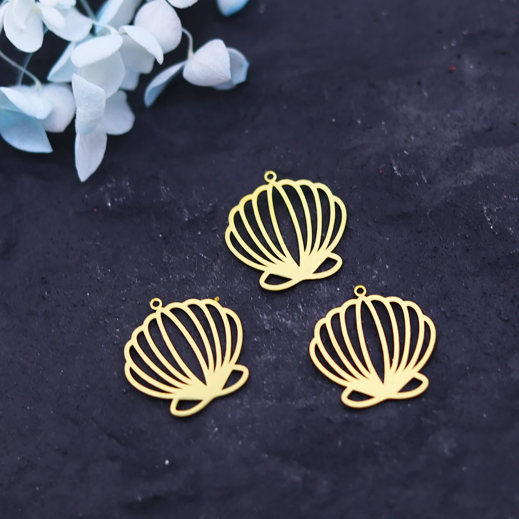 

3pcs Exquisite Art Line Shell Charms Stainless Steel Pendant for Jewelry Making Bohe Necklace Earrings DIY Handmade Accessories