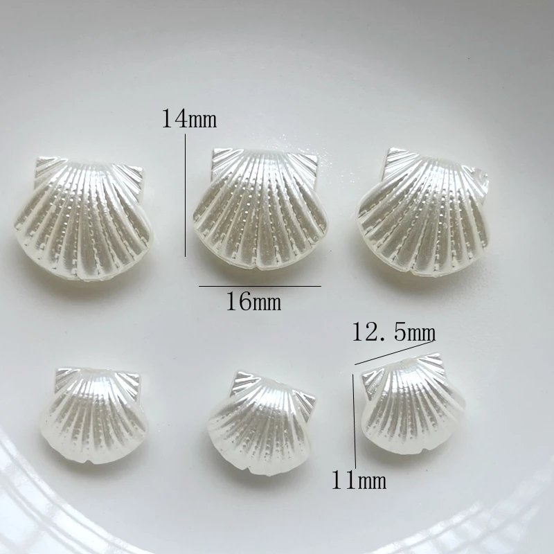 White large and small shell shaped acrylic beads DIY imitating pearl style to make necklaces, bracelets, jewelry accessories