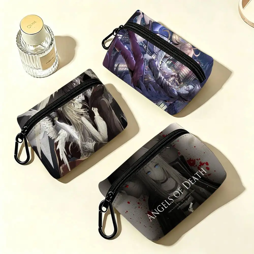 Angels of Death Multifunctional Oxford Cloth Small Pouch With Hook Mini Coin Wallet Earbud Storage Bag