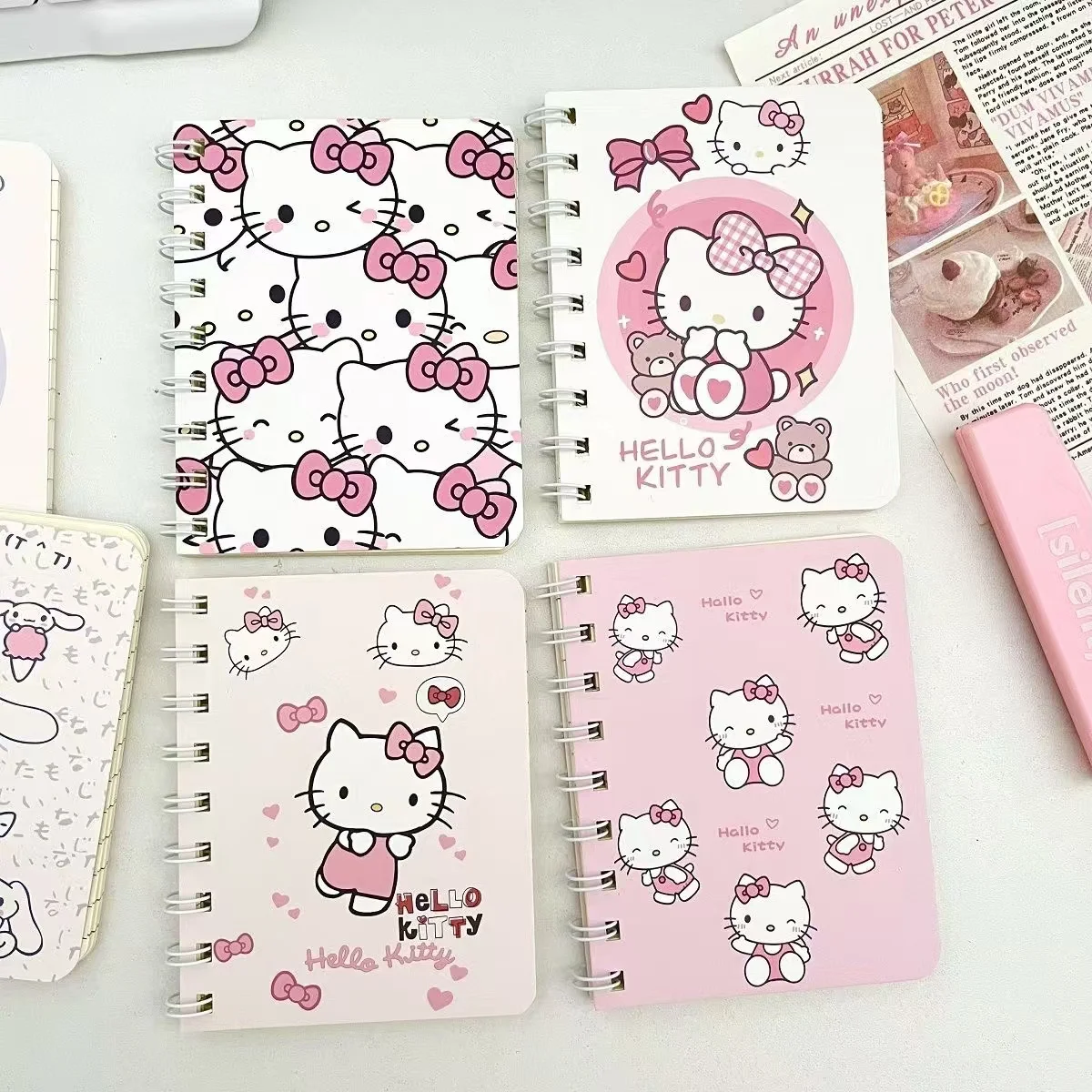 Random 1PCS 50 sheets Sanrio Hello Kitty A7 Coil Notebook Kawaii Workbook Cartoon Notebook School Supplies Holiday Gift Supplie