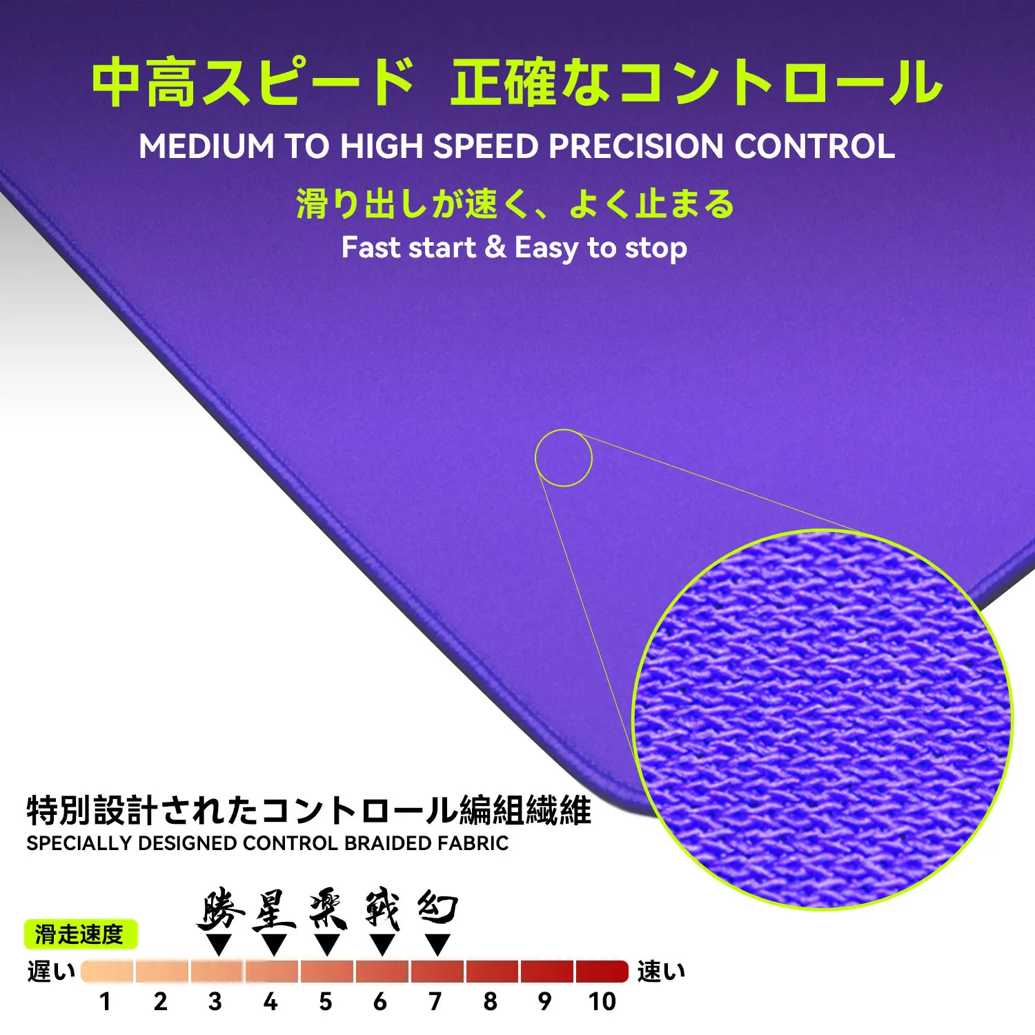 TALONGAMES ESports Gaming Mouse Pad Crossed Fabric Surface Anti Slip Function Rubber Base L Size Purple Game MousePad