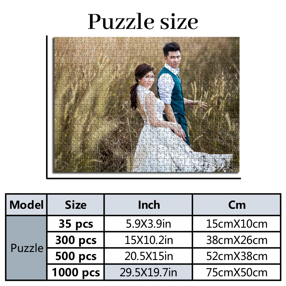35/300/500/1000pcs Personalized Custom Photo Puzzle wedding photos DIY Toy Decoration Collectiable Gift Present Christmas