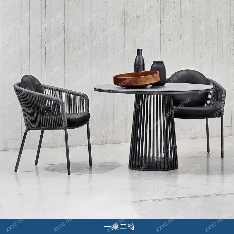 Outdoor leisure table and chair set - patio, balcony, rattan furniture, villa garden long table, waterproof and sun-resistant ou