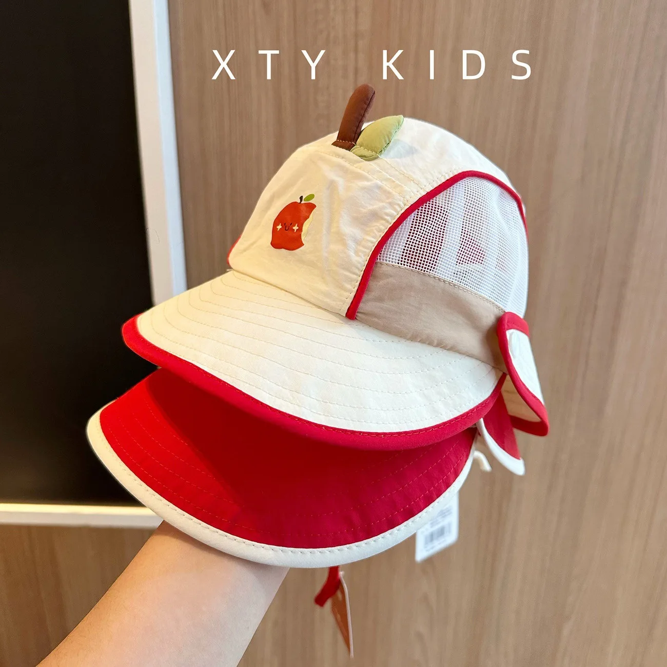 2026 Summer New Baby Bucket Hat Thin Breathable Mesh Apple Shaped Wide Brim Sun Cap Cute Lightweight Anti UV Infant Outdoor