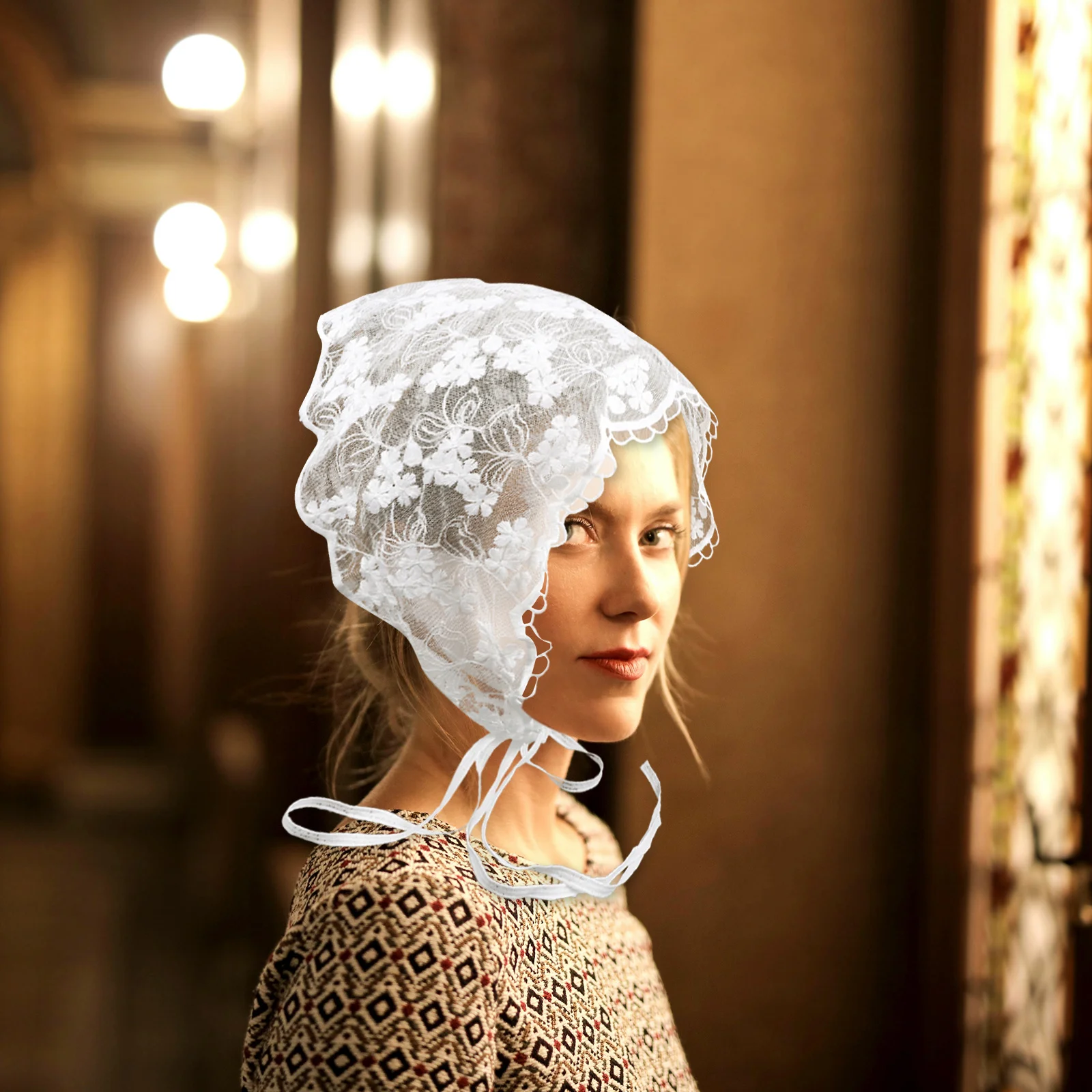 

Lace Hair Bandana Headscarf Flower Pattern Chic Turban Headband For Women Daily Wear Feminine Fashion Accessory