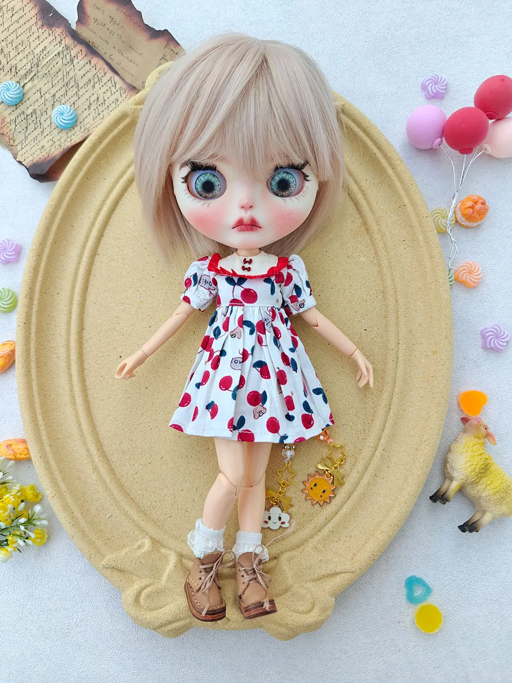 

ICY DBS Blythe doll Clothes New Handmade Cherry Blossoms classic dress For Ymy Licca Azones Ob24 Doll Accessories Anime