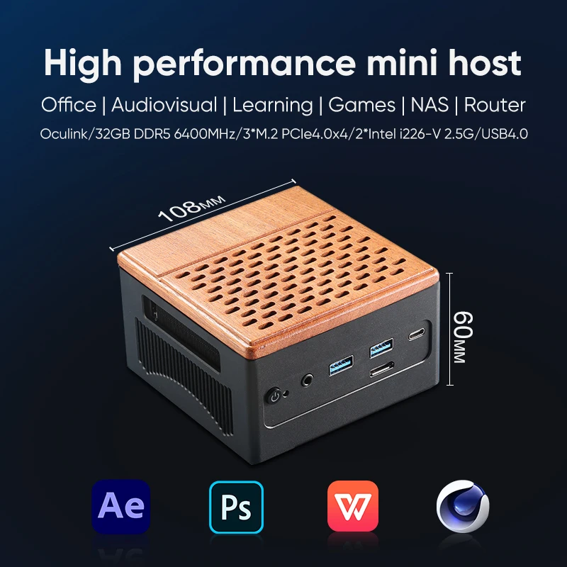 AMD R7 7840HS ES Oculink Mini PC Computer Radeon 780M 3 * PCIe4.0x4 DDR5 6400MHz Gaming Kantoor Zakelijk Kleine Desktop RGB Licht