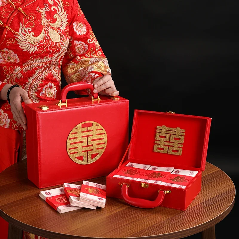 

Wedding Gift Box Bride Price Boxes of Gift Money Case Red Envelop Containing 10,000 Yuan Wedding Engagement Dowry