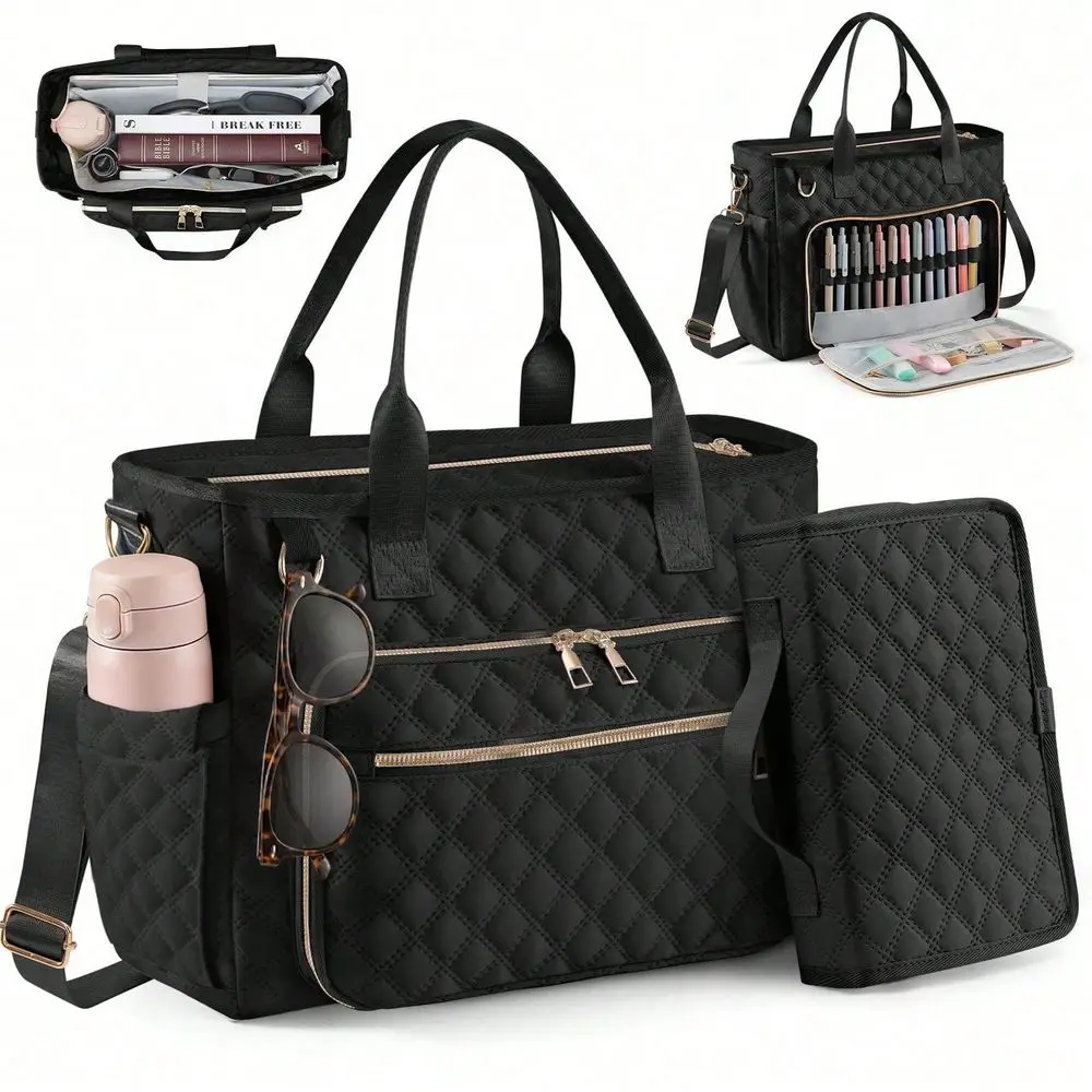 

Teacher Tote Bag, Adjustable Shoulder Strap Laptop Bag, Bible Bag With Bible Cover Case For Women,Great For Storage Bible Study