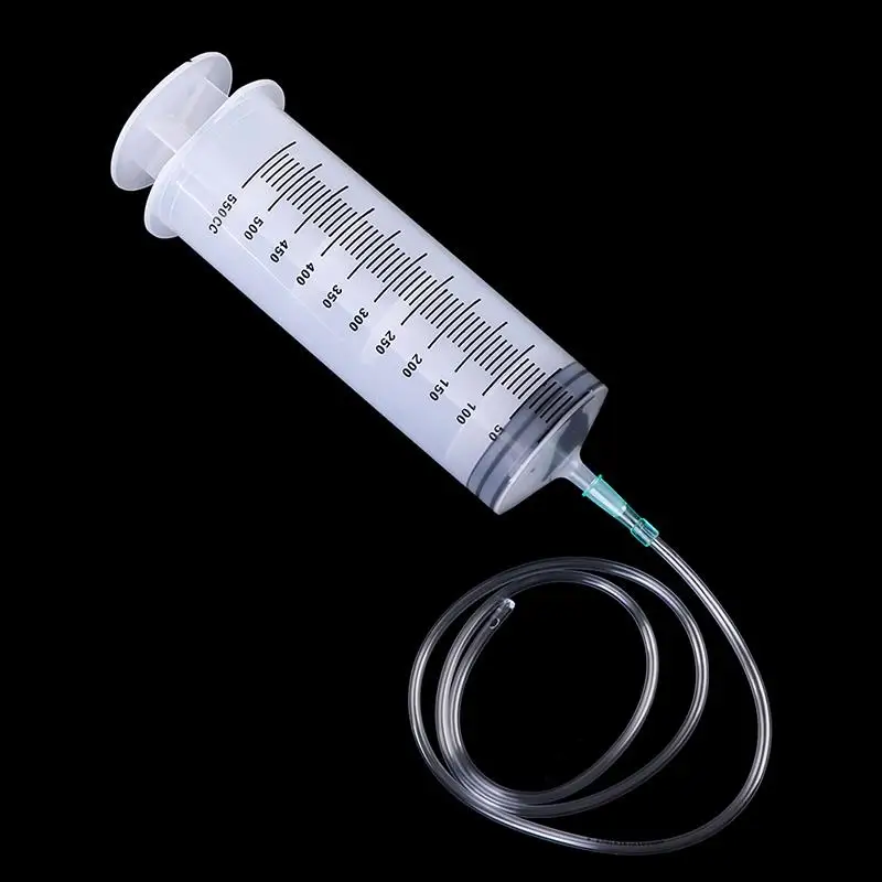 1set 500ml CC Syringe injector Clear Plastic Large Disposable Syringe with Hose Tube