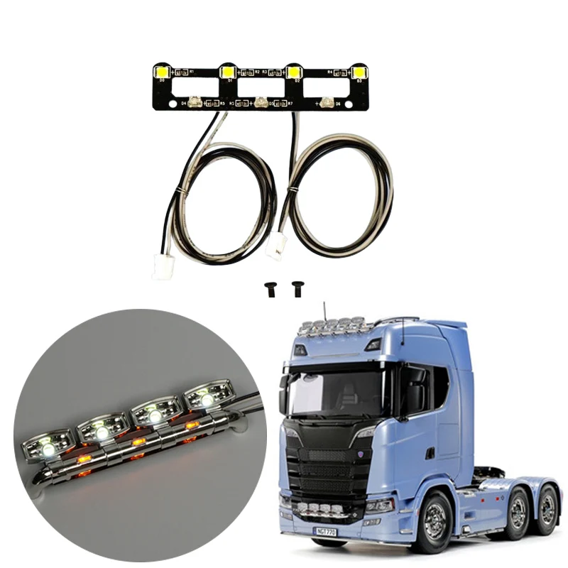 LED 5V Front Headlight Panel Light Board for 1/14 Tamiy RC Truck Scania 770S 6X4 56368 8X4 56371 Diy Parts Toys