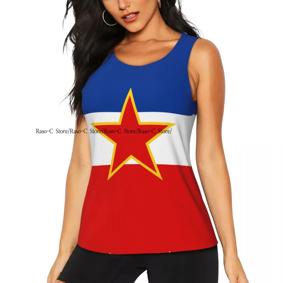 Women's Sleeveless Yoga Tank Top Yugoslavia Flag Quick Dry Running Training Sports Vest Fitness Gym Top Workout Yoga Shirts