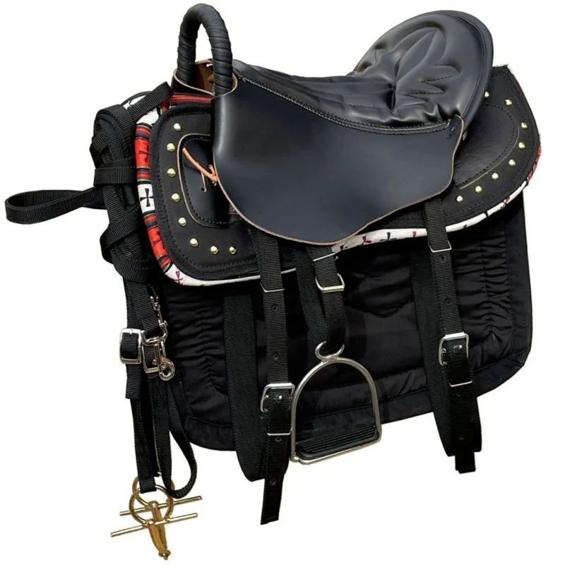 Selle en cuir de vache, selle en planche de cuir, ensemble complet de sièges souples, cheval pommel touristique confortable