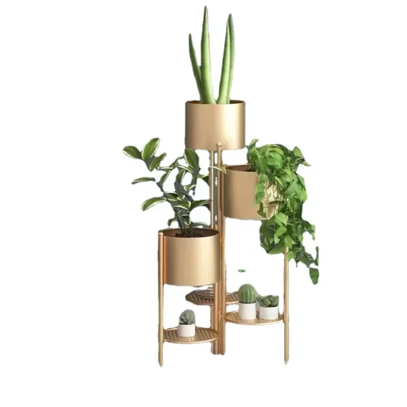 

Living Room Multilayer Plant Shelves Nordic Balcony Flower Stand Metal Iron Shelf Decoration Bottom Drain Rack for Plants