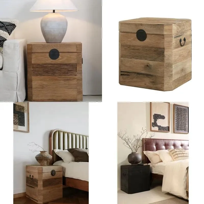 Mini Square Wooden Coffee Table with Storage Side End Table for Living Room Bedroom Home Furniture