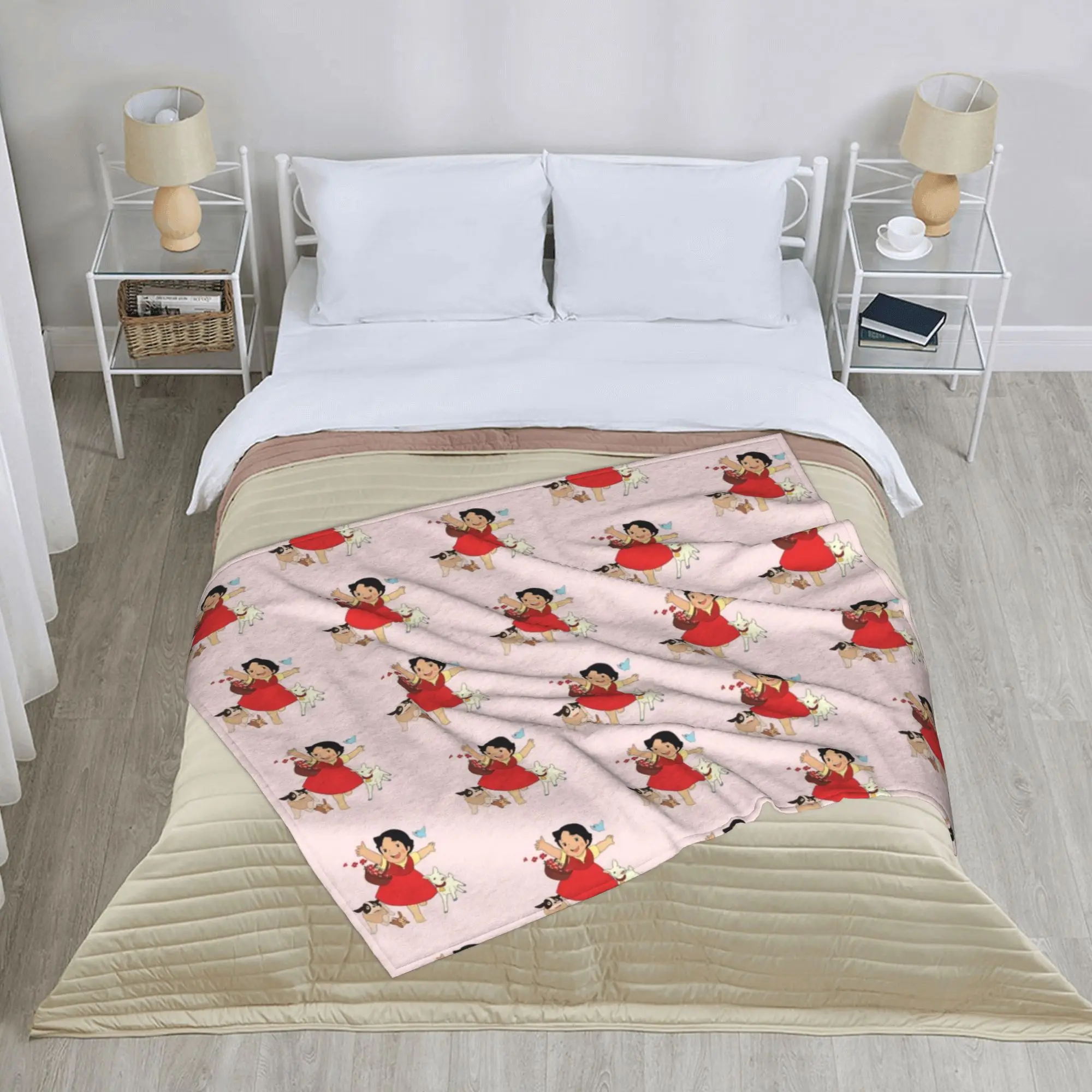 هايدي فتاة جبال الألب بطانية الكرتون أنيمي الفانيلا خمر رمي البطانيات الدافئة للمنزل المنسوجات ديكور سيارة #3