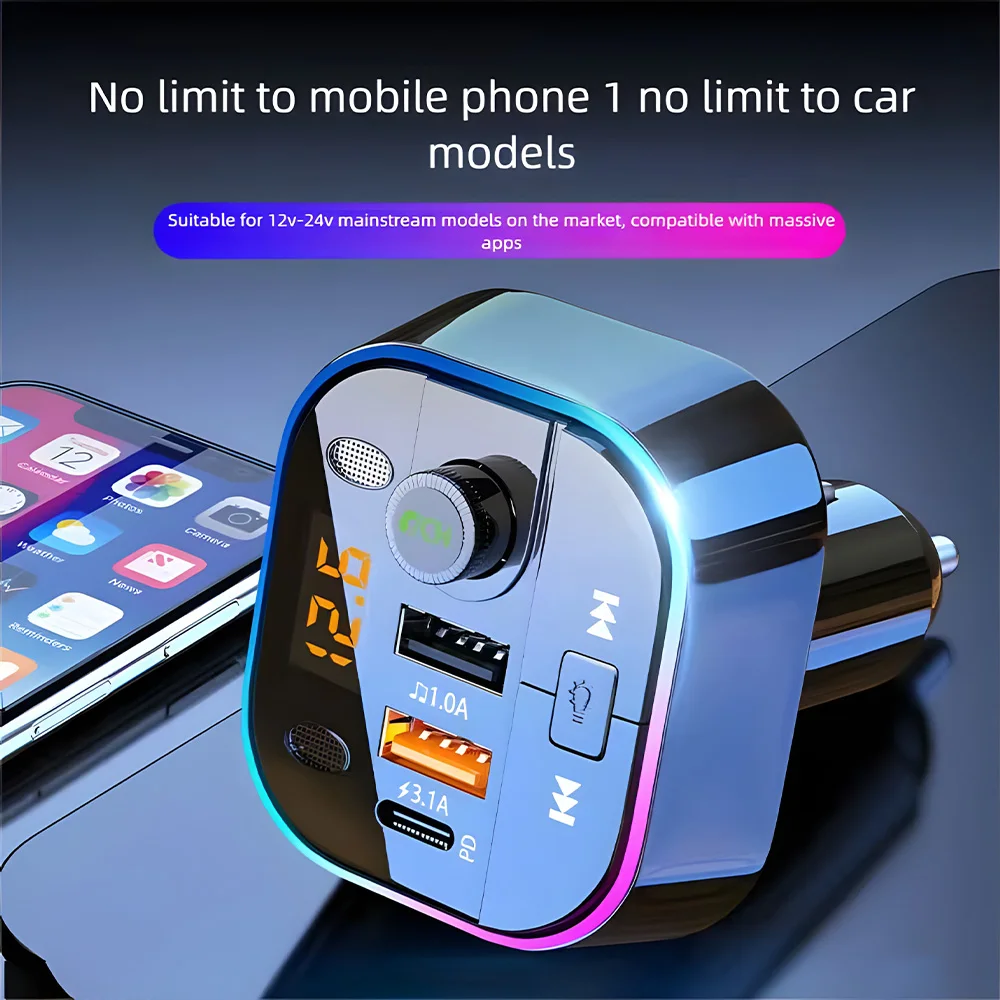 

Car Bluetooth Adapter Multi-Functional Lossless Audio Quality MP3 Player Cigarette Lighter Adapter Car Charger