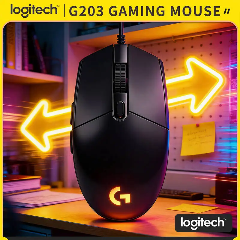 

Logitech G203 Gaming Mouse 8000 DPI Sensor LIGHTSYNC RGB 6 Buttons 85g Lightweight 2-Year Warranty PC Laptop Compatible