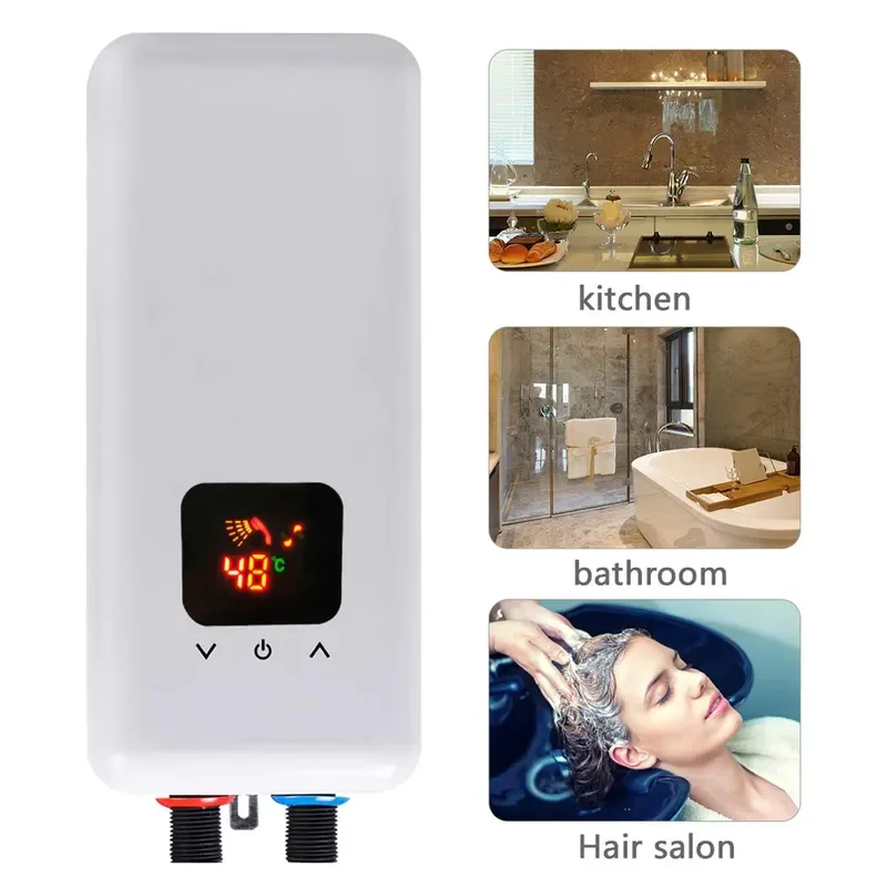 For Portable Automatic Electric Tankless Instantaneous Water Heater Touch Control IPX5 Waterproof Wall-Mounted for Hotel