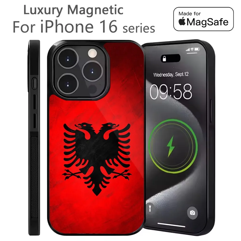 

Albania Flag Passport Uck Illyrian Phone Case For iPhone 16,15,14,13,12,11,Plus,Pro,Max Mini Magsafe Magnetic Wireless Charging