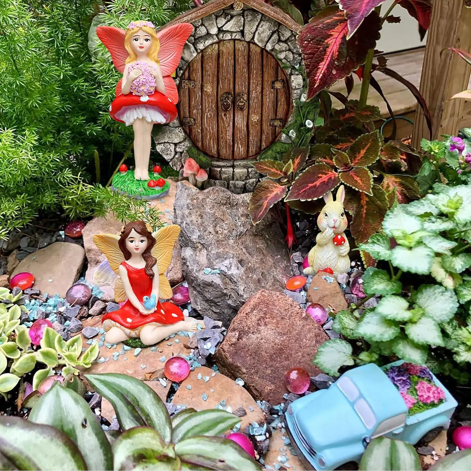 LaVenty Garden Fairy House Decoration Outdoor Fairy House Door Ornament Outdoor Miniature Fairies Statues Fairy Decoration