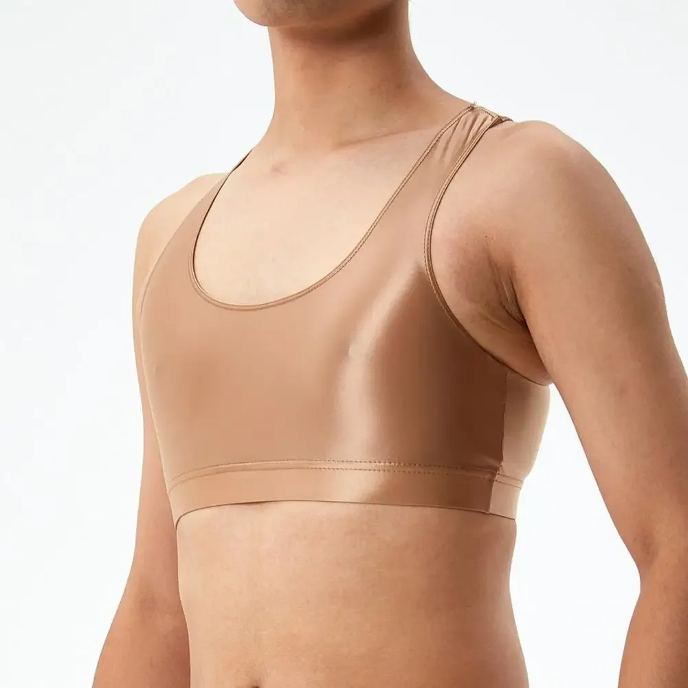 Herren Sexy Glänzende Seidige Weste O-Ausschnitt Ärmellos Racerback Tanktops Einfarbig Eng Anliegend Glatte Oberfläche Tops – Detail 8