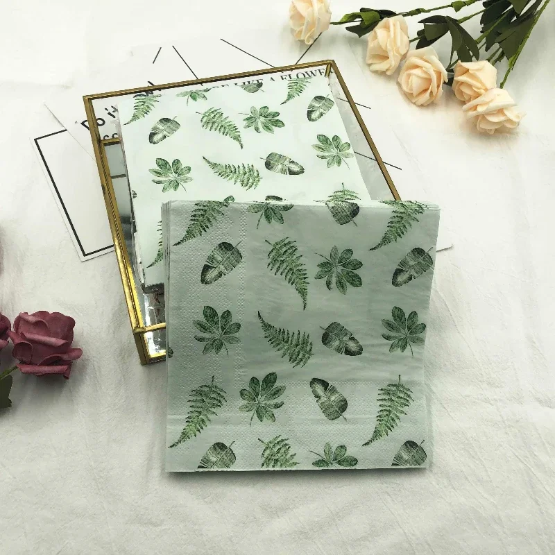 20pcs/Pac 2-Ply Napkins Ins Wind Leaves Models Colourful Printing Napkins Restaurant Hotel Party Square Folding Paper Napkins
