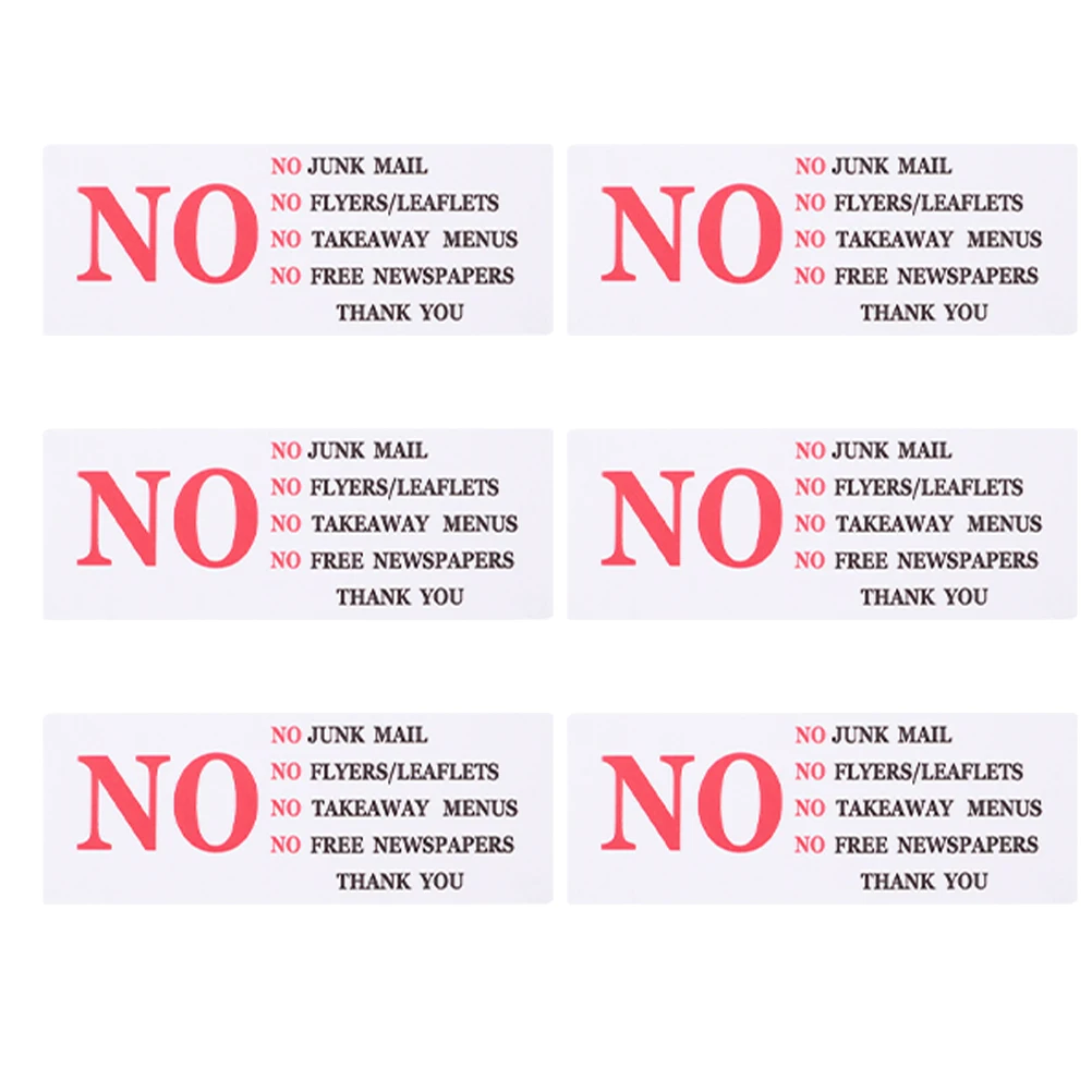 

6pcs Mailbox Pvc No Junk Mail Signs Weather Resistant Stickers Clear Warning Decals Durable Adhesive Letters Box Reminder
