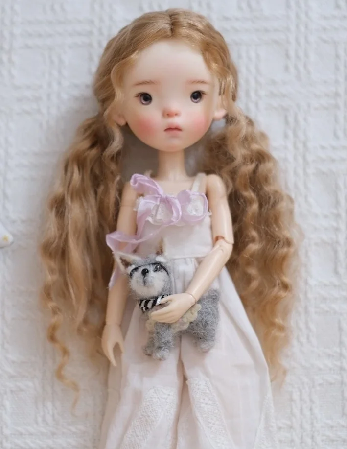 

Kari Doll Парики из натуральных мохеровых волос для куклы Landazz Landoudou, окружность головы 16 см