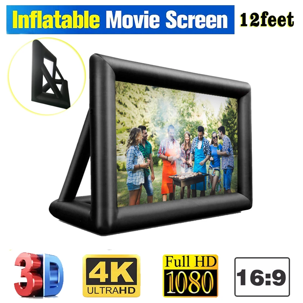 

144 Inch 3D Front and Rear Inflatable Blow Up Mega Movie Projection Screen For Home Party Backyard