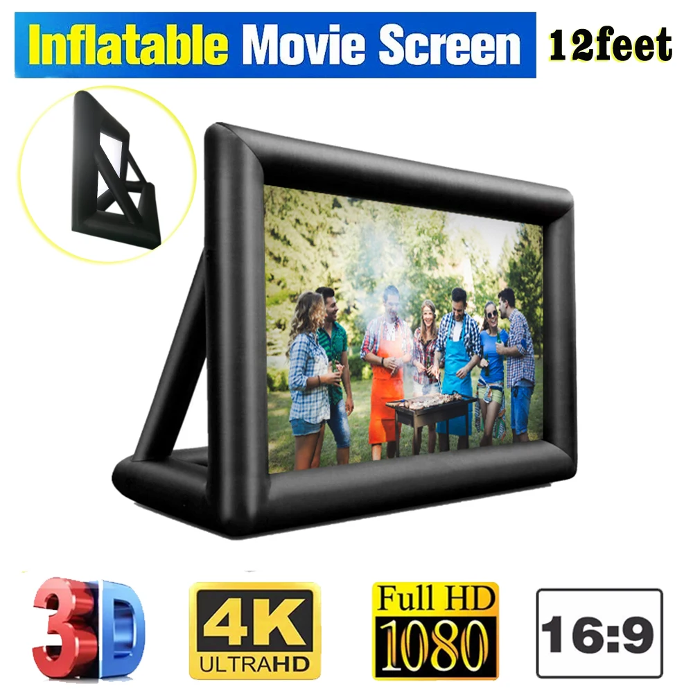 144 Inch 3D Front and Rear Inflatable Blow Up Mega Movie Projection Screen  For Home Party Backyard