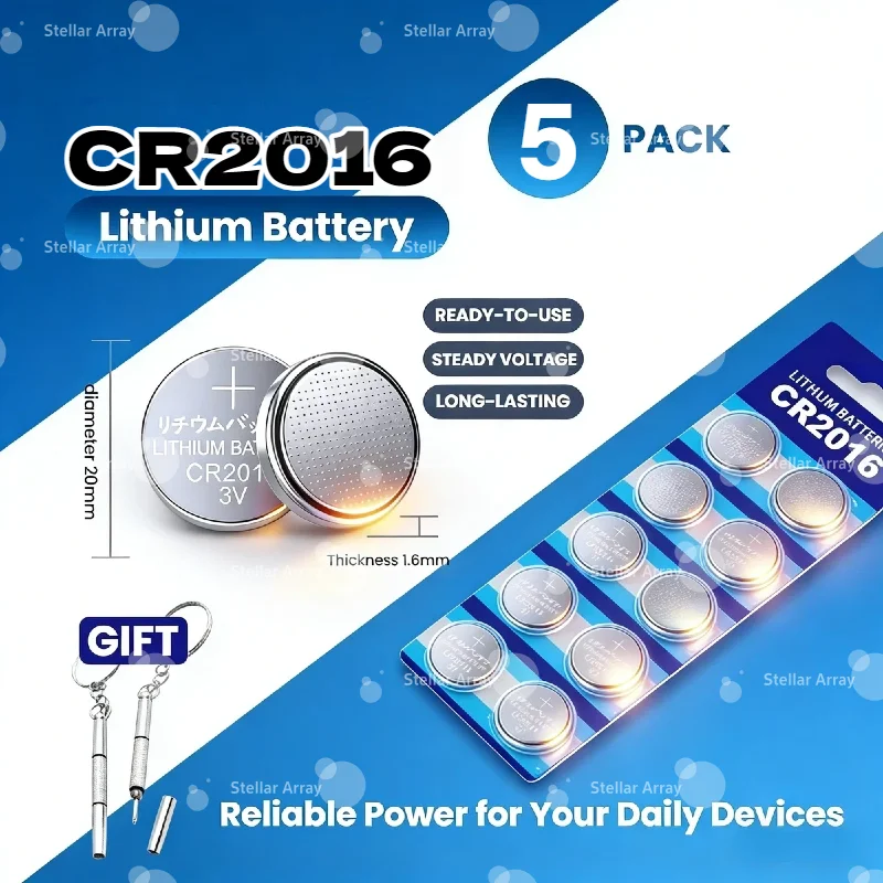 

CR2016 3V Coin Lithium Battery, Universal for DL2016/BR2016/LM2016, Ideal for Watch, Electronic Toy, Calculator Devices